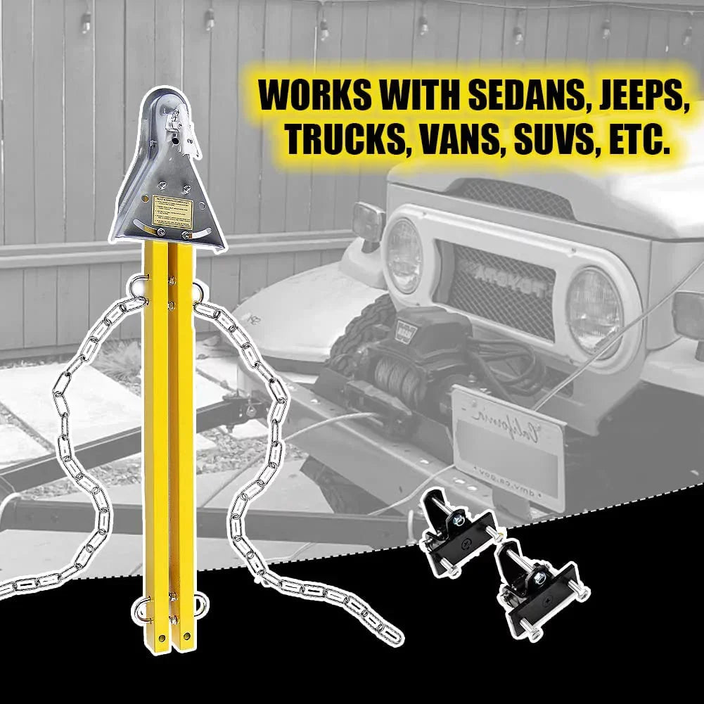 HPDAVV Yellow Adjustable Tow Towing Bar / Adjustable Tow Bar Kit Bumper Mount 5000lb w/Chains RV Car Truck Fitting with Jeep System