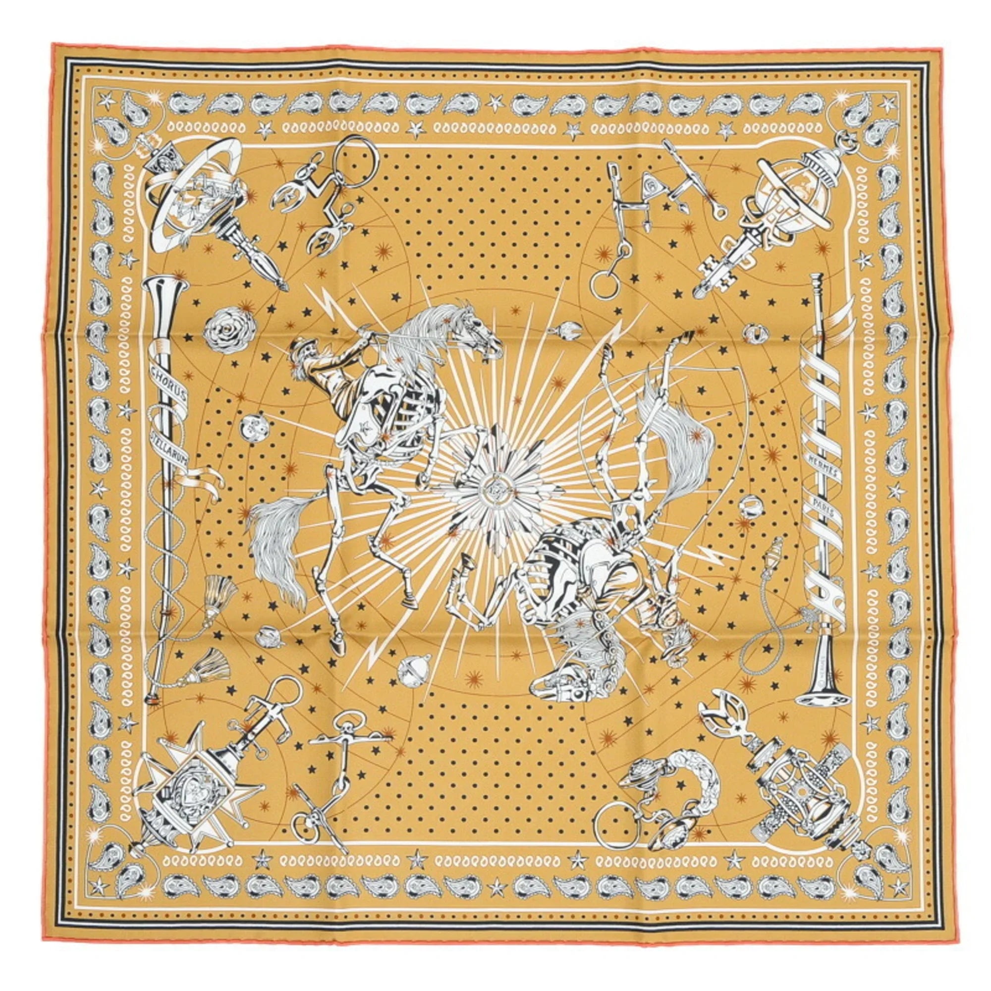 Pre-Owned Hermes Carre 55 Bandana CHORUS STELLARUM 100% Silk (Like New)