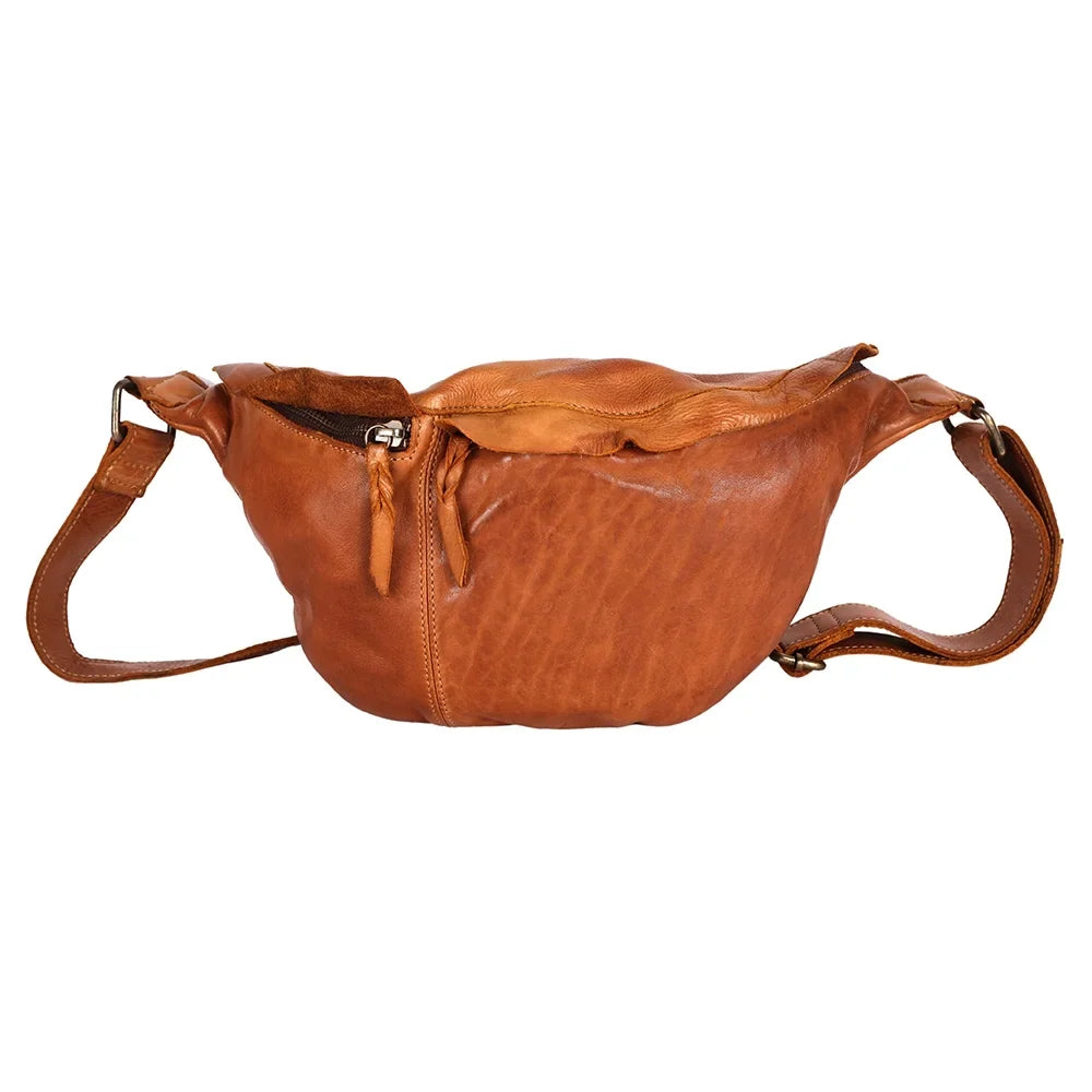NM Never Mind Nmbgm149B Fanny Pack Vintage Handmade Genuine Cowhide Leather Women Bag Western Handbag Purse