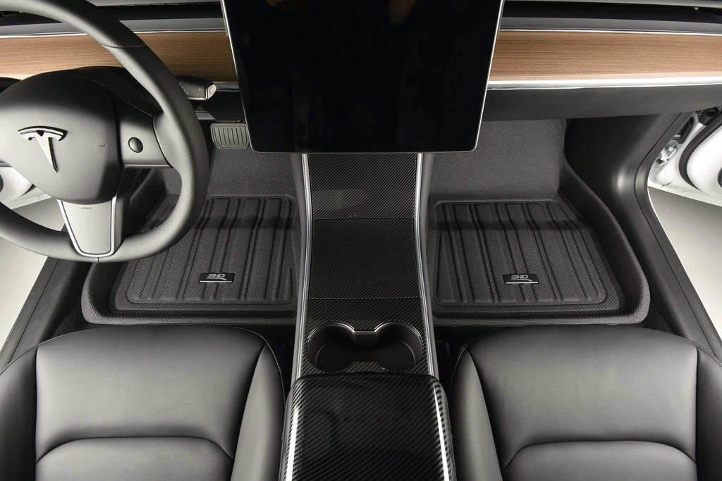 3D Maxpider 2022-2024 Fits Genesis GV70 1st & 2nd Row Kagu Carbon Fiber Embossed Pattern Floor Mat Black L1GS01101509