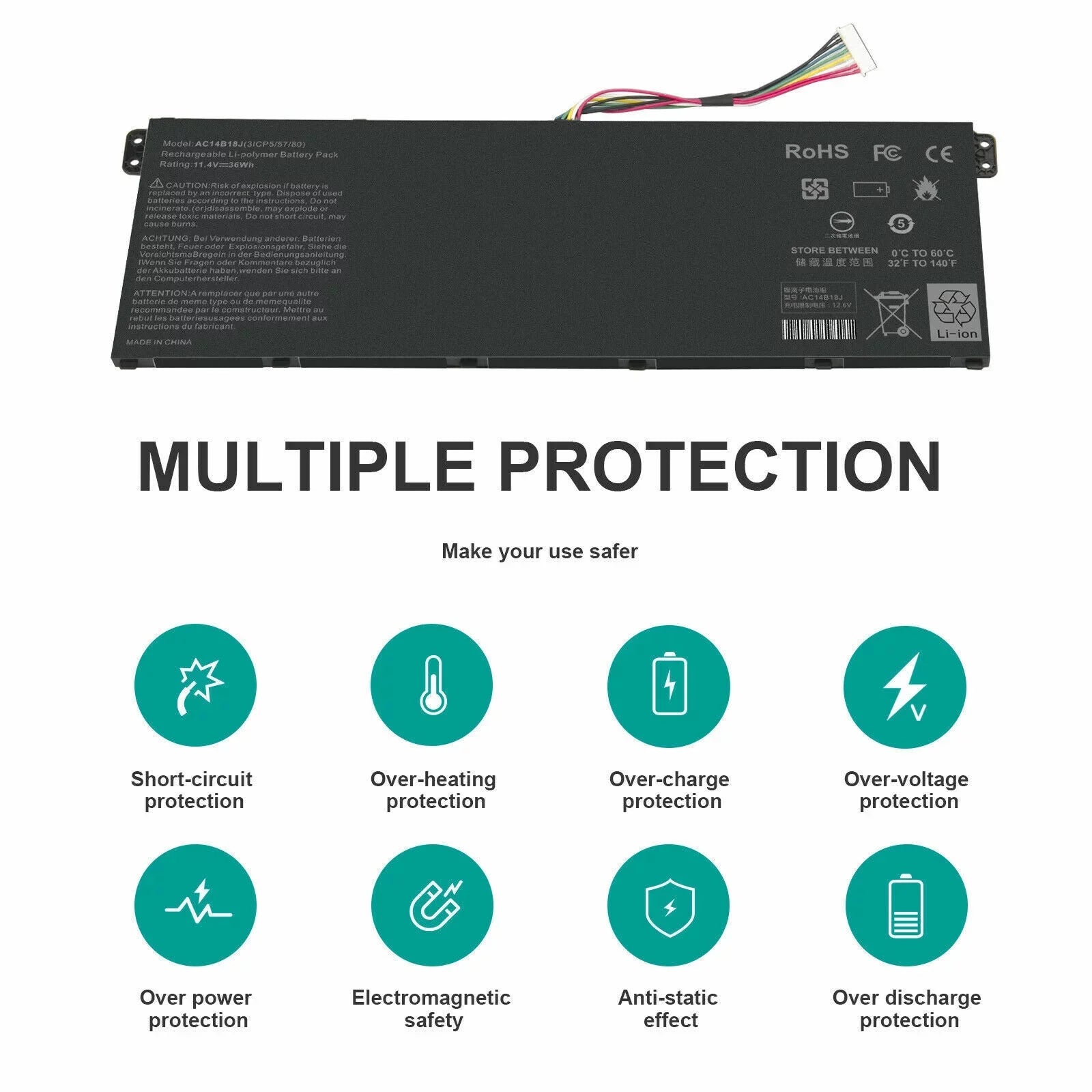 AC14B13J Laptop Battery for Acer Chromebook CB3-531 CB5-571 CB3-111 C810 C910