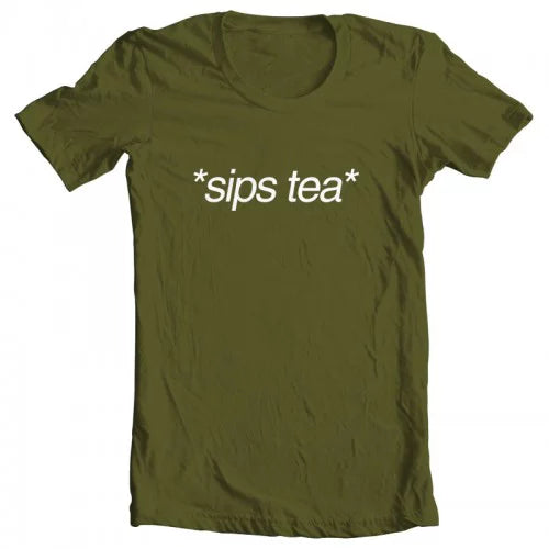 GEEK TEEZ Sips Tea Original Artwork Inspired by Kermit Meme Men's T-shirt Military Green XXX-Large