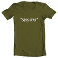 GEEK TEEZ Sips Tea Original Artwork Inspired by Kermit Meme Men's T-shirt Military Green XXX-Large