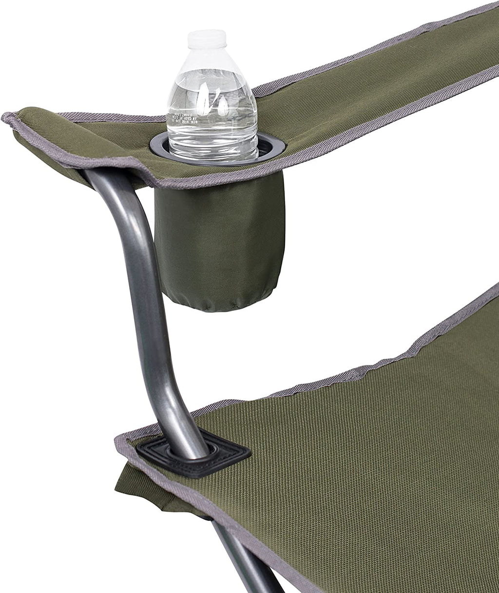 Internet's Best XL Padded Camping Folding Chair - Cooler Bag - Outdoor - Green - Sports - Insulated Cup Holder - Heavy Duty - Carrying Case - Beach - Extra Wide - Quad
