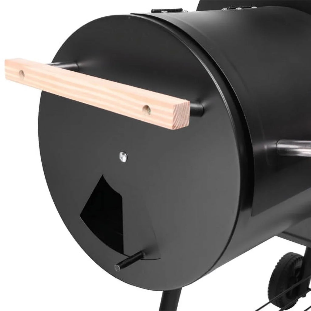 Grill, DFITO Charcoal BBQ Grill Outdoor Charcoal Grill with Smoker, 24.4" L x 29.6" H BBQ Grill with Side Burner/Thermometer, Small Grills Outdoor Cooking for Camp Backyard, Black