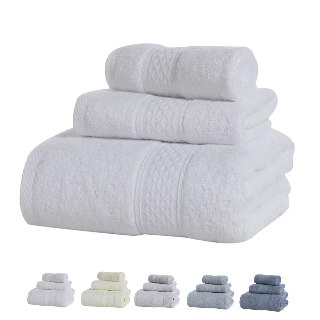3 Pcs/set Home Hotel Cotton Towel Hands Face Body Water Sweat Absorption Cleaning Drying Towel, Medium Grey