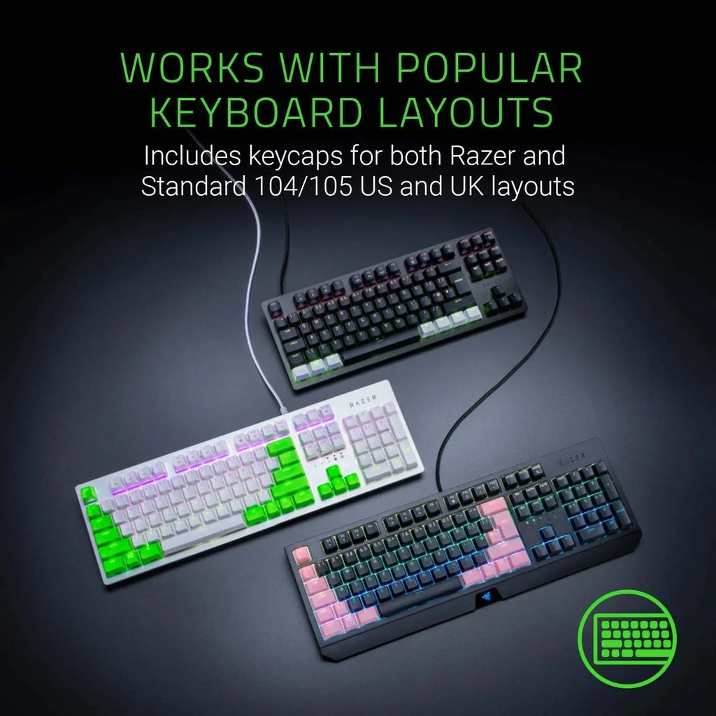 Razer Doubleshot PBT Keycap Upgrade Set for Mechanical & Optical Keyboards: Fitting with Standard 104/105 US and UK layouts - Classic Black