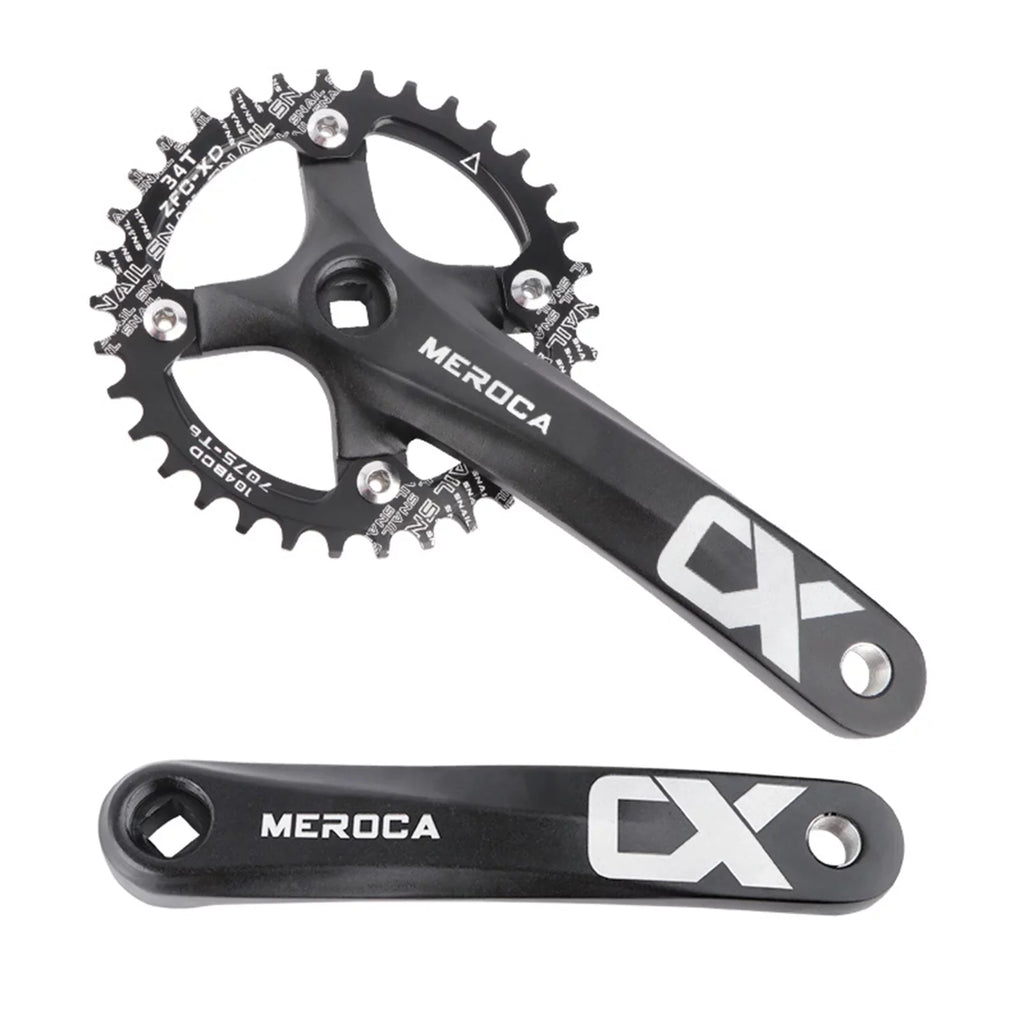 MEROCA Bike Crankset, 170MM 104 BCD Aluminum Alloy - Single Crank Ring Set for 8/9/10/11 Speed - Optimal for Mountain Biking Enthusiasts