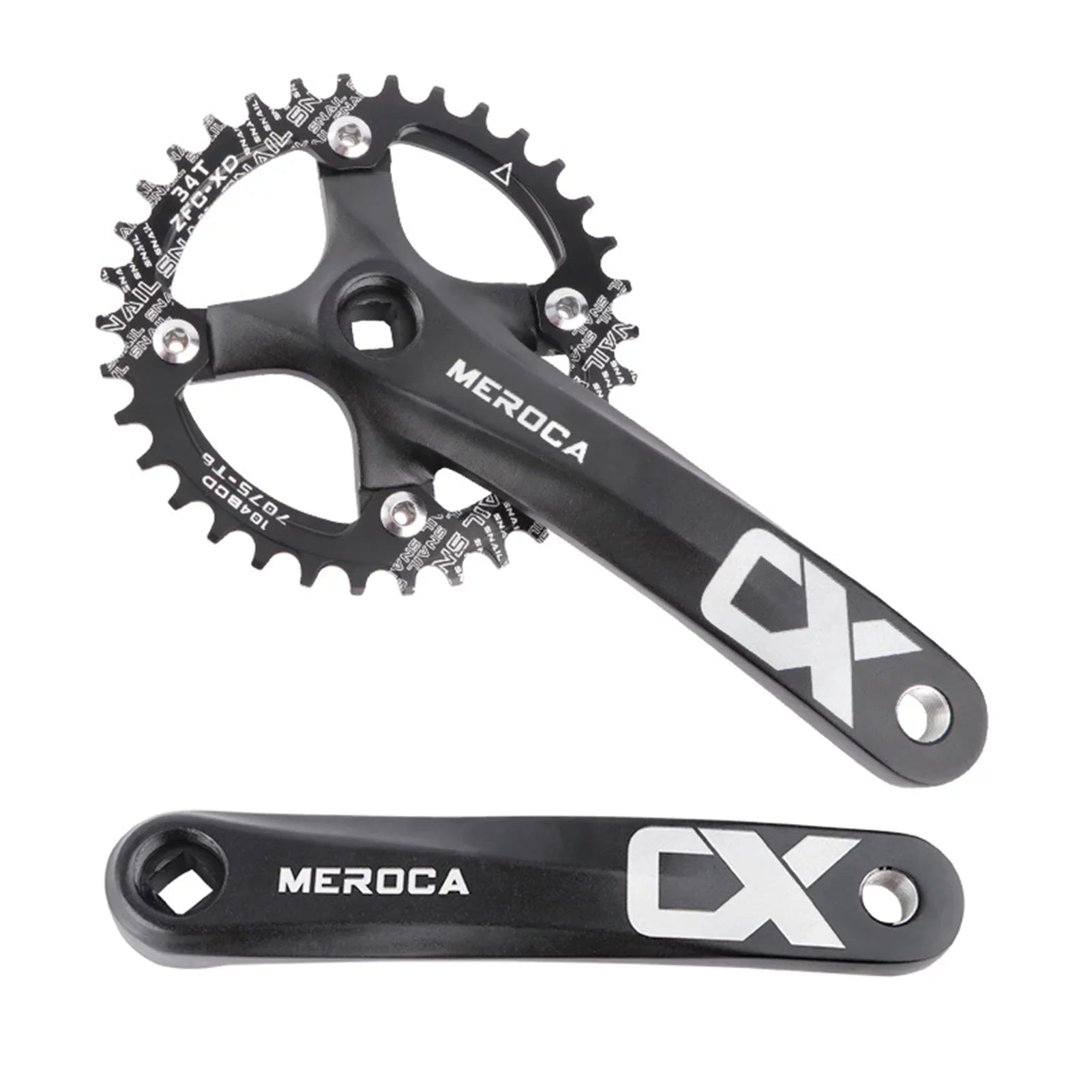 MEROCA Bike Crankset, 170MM 104 BCD Aluminum Alloy - Single Crank Ring Set for 8/9/10/11 Speed - Optimal for Mountain Biking Enthusiasts