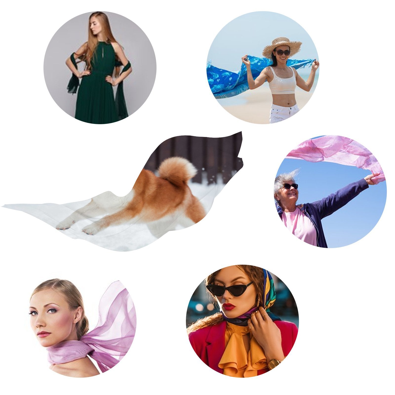 FREEAMG Red Shiba Inu Dog Silk Long Scarf for Women Large Oblong Sunscreen Shawls Wraps Neck Headscarf Hair Wraps Gift Packed
