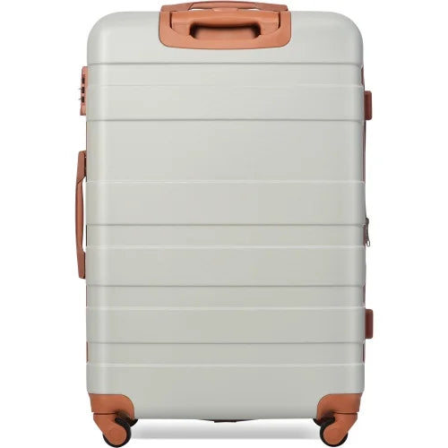 Luggage Sets New Model Expandable ABS Hardshell 3pcs Clearance Luggage Hardside Lightweight Strong Suitcase sets Spinner Wheels Suitcase with TSA Lock 20''24''28''( Light Grey and Brown)