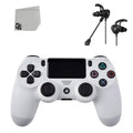 White DualShock PS4 Wireless Controller Bundle - Like New - With Earbuds BOLT AXTION Included