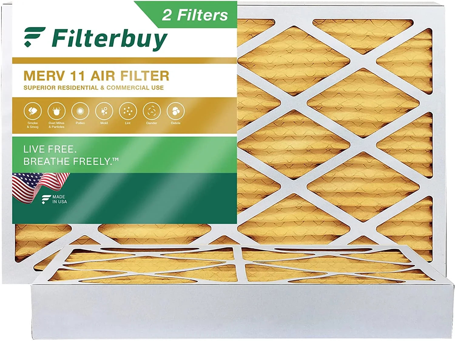 Filterbuy 8x20x4 MERV 11 Pleated HVAC AC Furnace Air Filters (2-Pack)