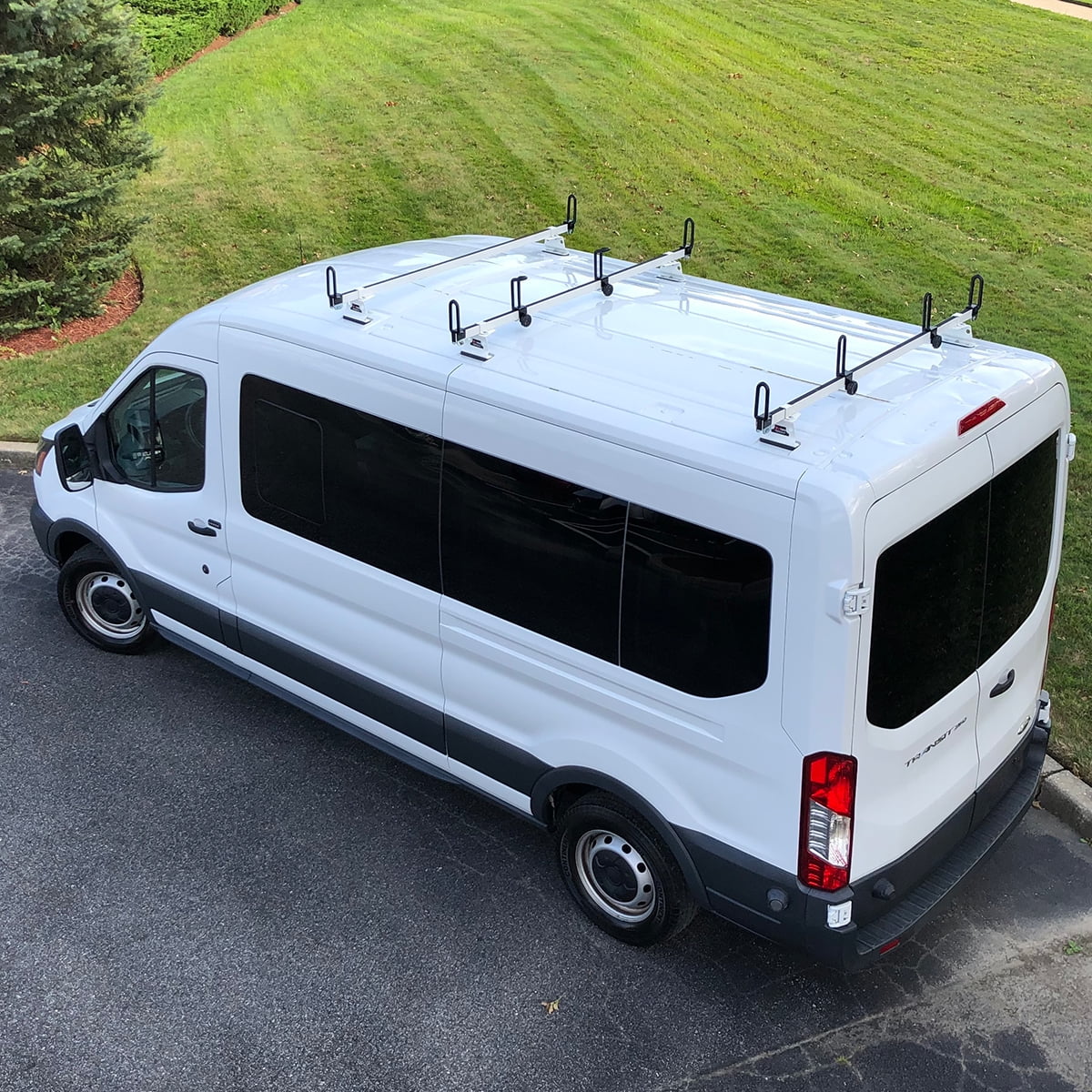 Vantech GFY Heavy Duty 3 Bar Commercial / Recreational Ladder Roof Rack Fits: Transit Medium Roof Cargo Van 2015-on