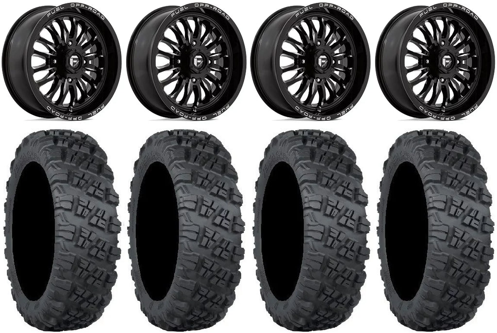 Fuel ARC 18" Wheels Black 28" Versa Cross V3 Tires Kawasaki Teryx Mule