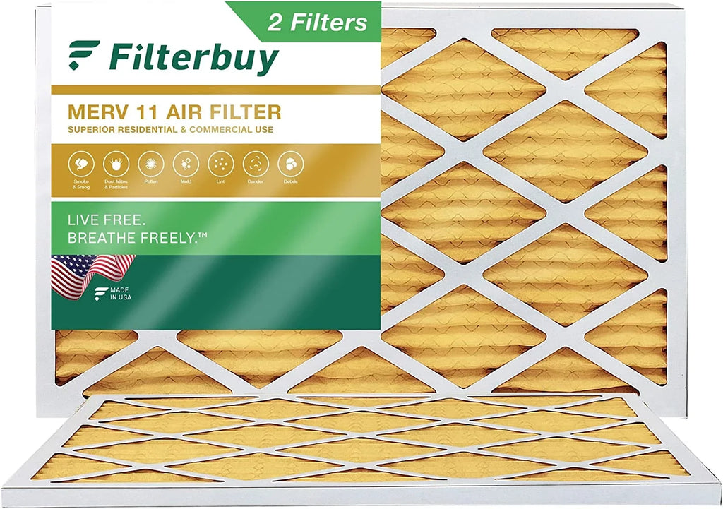 Filterbuy 15x28x1 MERV 11 Pleated HVAC AC Furnace Air Filters (2-Pack)