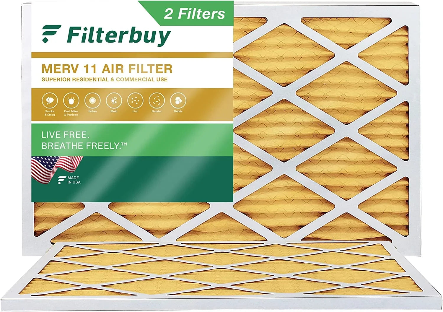 Filterbuy 15x28x1 MERV 11 Pleated HVAC AC Furnace Air Filters (2-Pack)