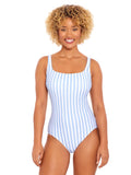 Time and Tru Women's Pique Square Neck One Piece Swimsuit, Sizes XS-3X