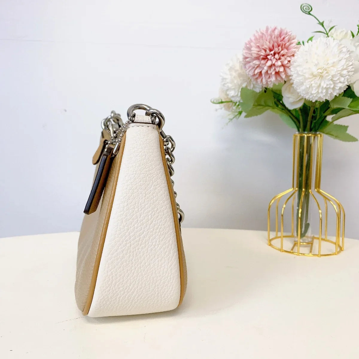 Coach CA173 Teri Shoulder Bag In Colorblock IN Silver Sandy Beige Multi