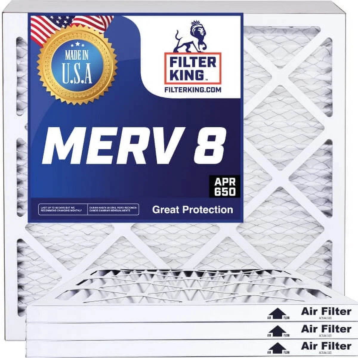Filter King 12.5x16.5x1a Air Filter | 4-PACK | MERV 8 HVAC Pleated A/C Furnace Filters | MADE IN USA | Actual Size: 12.5 x 16.5 x .75"
