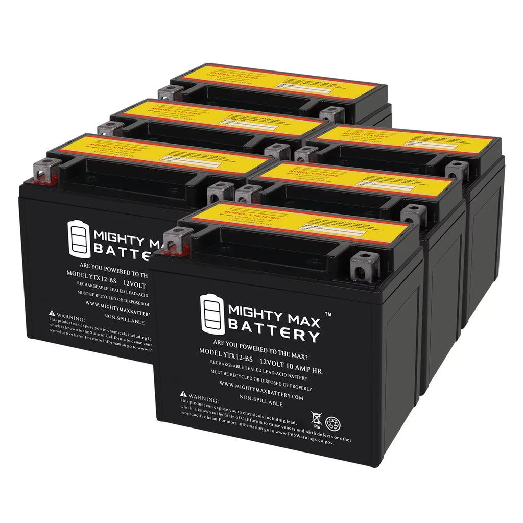 YTX12-BS 12V 10Ah Replacement Battery Matching with Suzuki GSX-R1000, Z 01-04 - 6 Pack