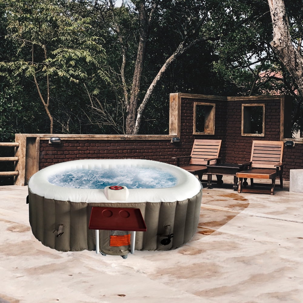 ALEKO 145 Gallon 2 Person Brown Oval Inflatable Jetted Hot Tub with Shield