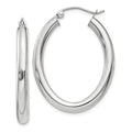 Real 14kt White Gold Polished 3.5mm Oval Tube Hoop Earrings; for Adults and Teens; for Women and Men