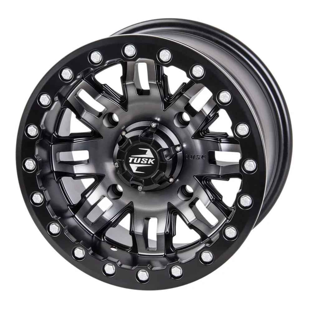 4/156 Tusk Teton Beadlock Wheel 15x7 5.0 + 2.0 Gun Metal/Black For YAMAHA Wolverine RMAX 2 1000 R-Spec 2022