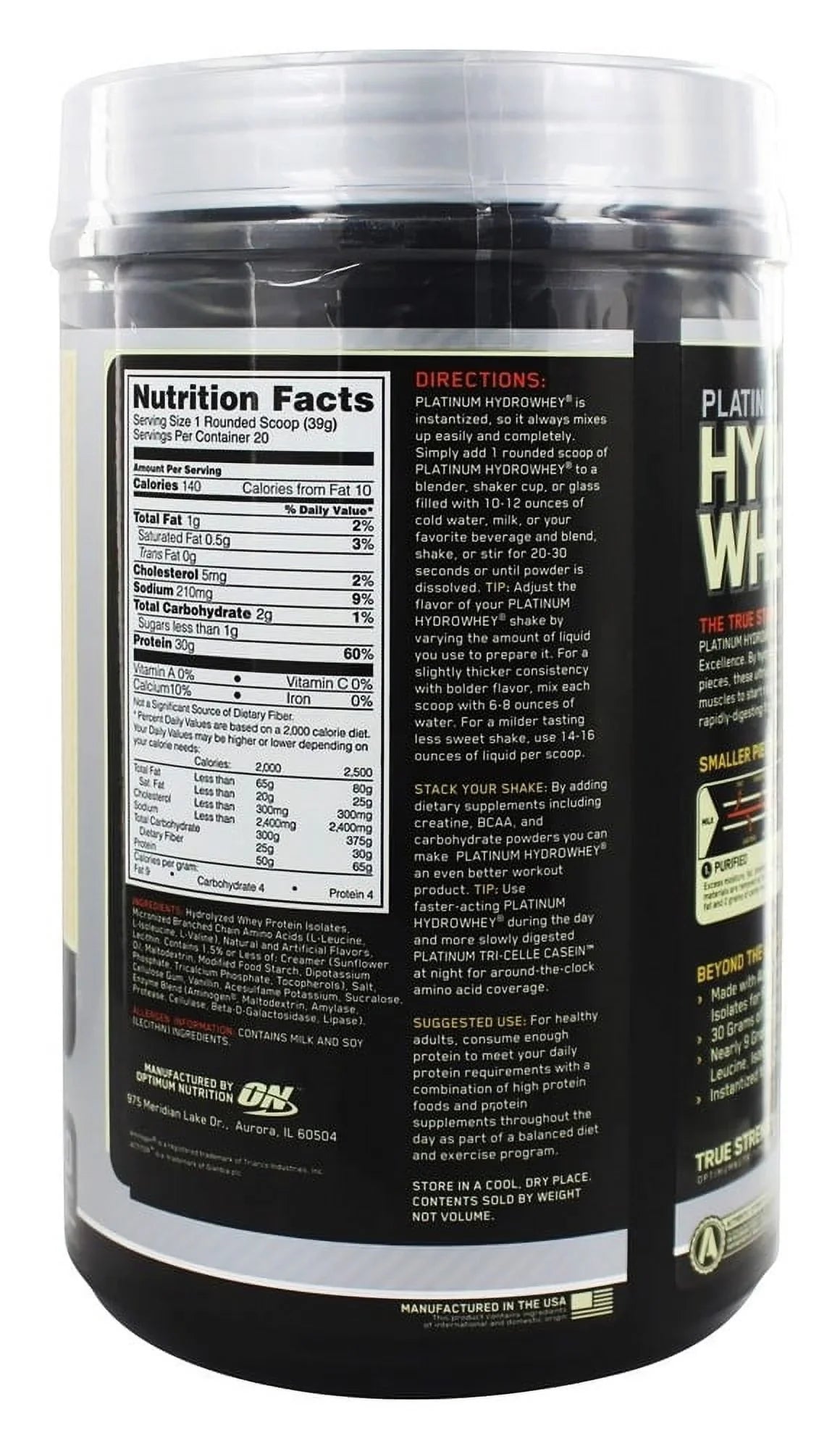 Optimum Nutrition Hydro Whey Platinum Hydro Whey, 1.75 lb
