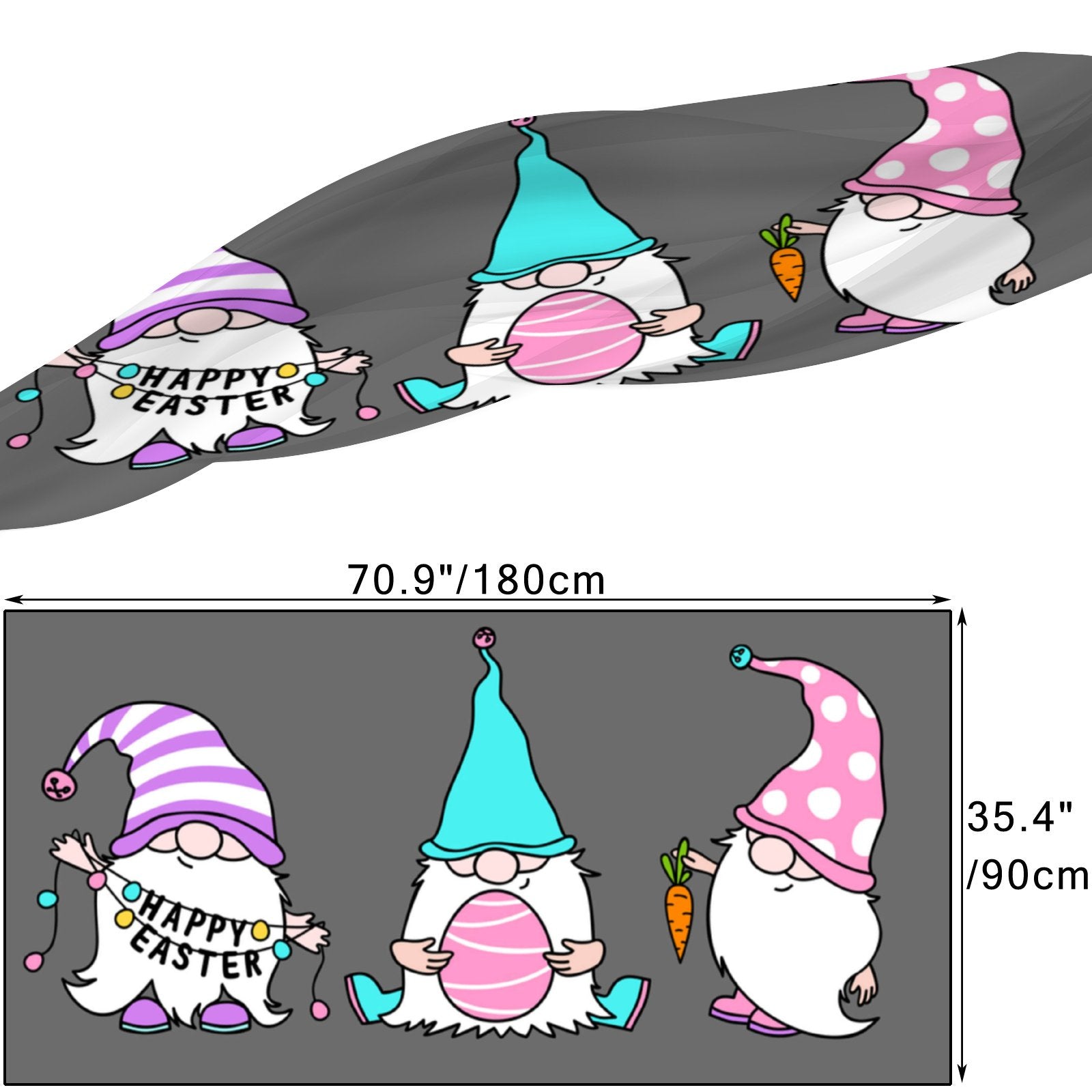 FREEAMG Easter Gnomes Silk Long Scarf for Women Large Oblong Sunscreen Shawls Wraps Neck Headscarf Hair Wraps Gift Packed