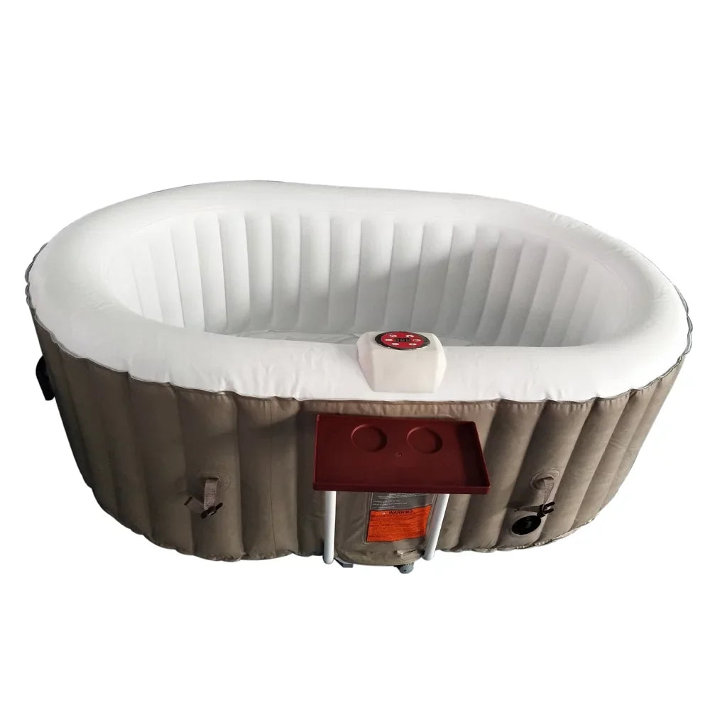 ALEKO 145 Gallon 2 Person Brown Oval Inflatable Jetted Hot Tub with Shield