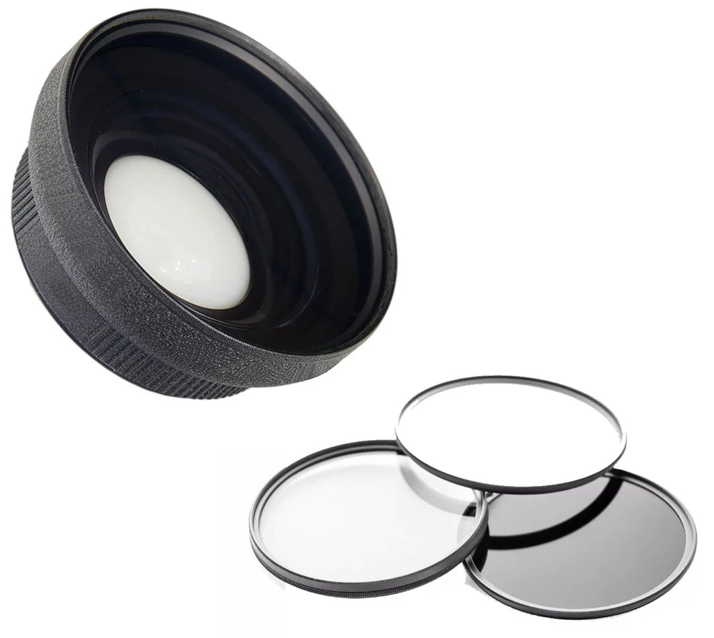 Canon VIXIA HF R800 0.44X High Definition Super Wide Angle Lens w/ Macro + 3 Piece Lens Filter Set