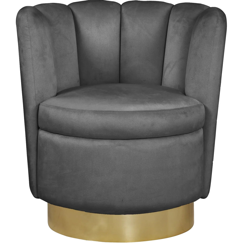 Homestock Seaside Serenity Velvet Upholstered Accent Chair with Long-lasting Gold Steel Swivel Base, 30-inch W x 27-inch D x 31-inch H