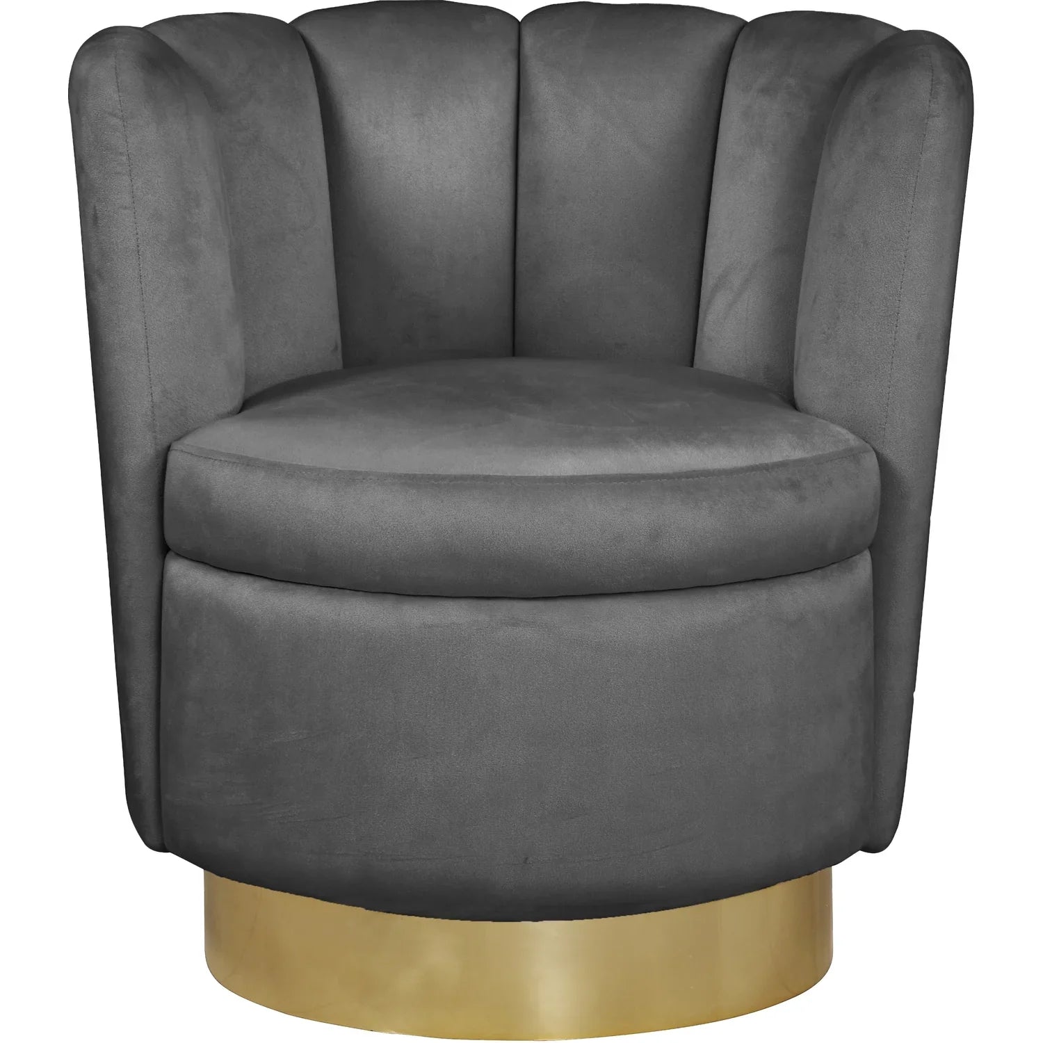 Homestock Seaside Serenity Velvet Upholstered Accent Chair with Long-lasting Gold Steel Swivel Base, 30-inch W x 27-inch D x 31-inch H