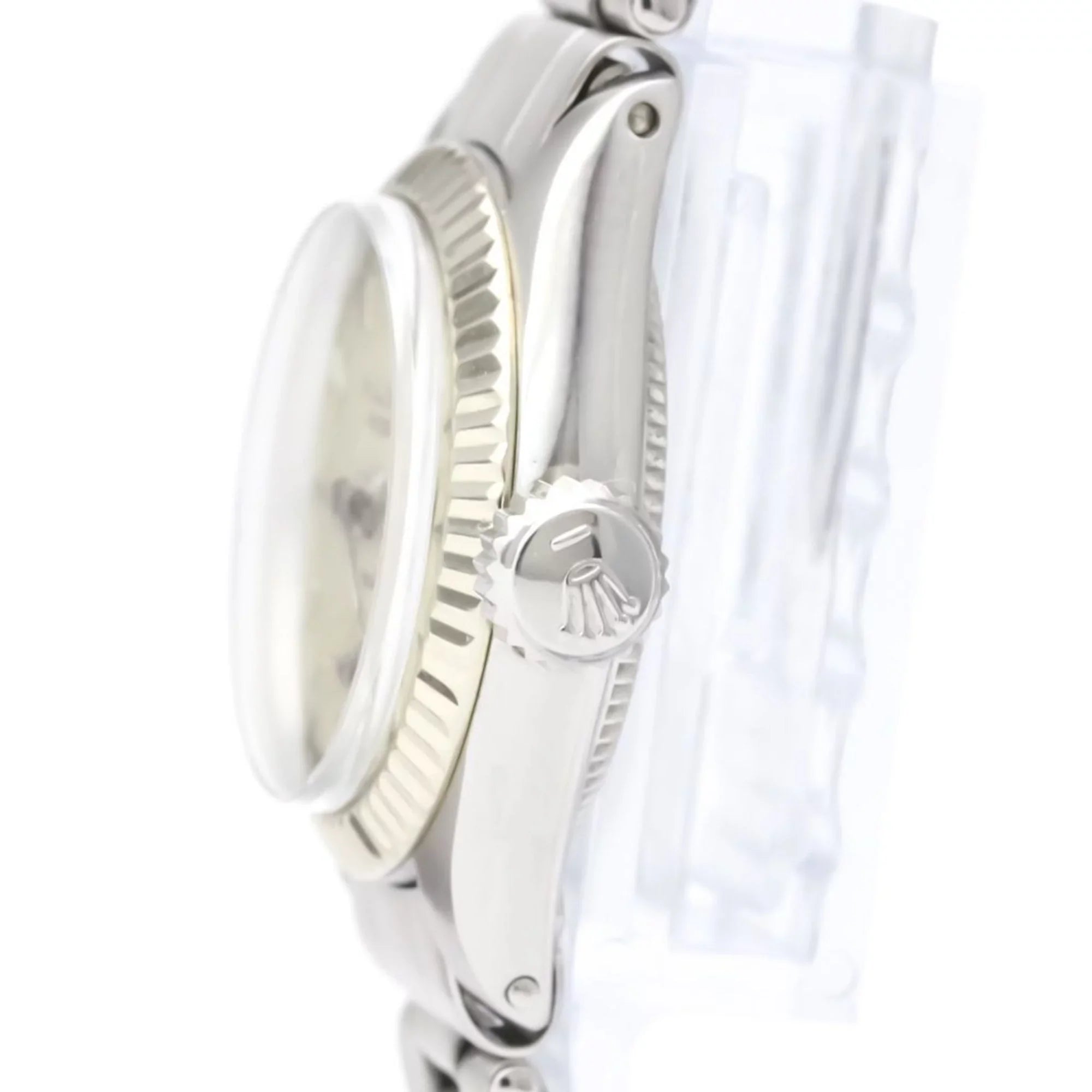 Authenticated Used Vintage ROLEX Precision White Gold Steel Hand-Winding Mens Watch 6525 BF551892
