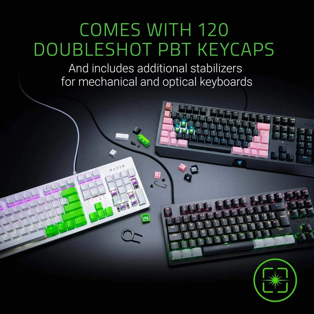 Razer Doubleshot PBT Keycap Upgrade Set for Mechanical & Optical Keyboards: Fitting with Standard 104/105 US and UK layouts - Classic Black
