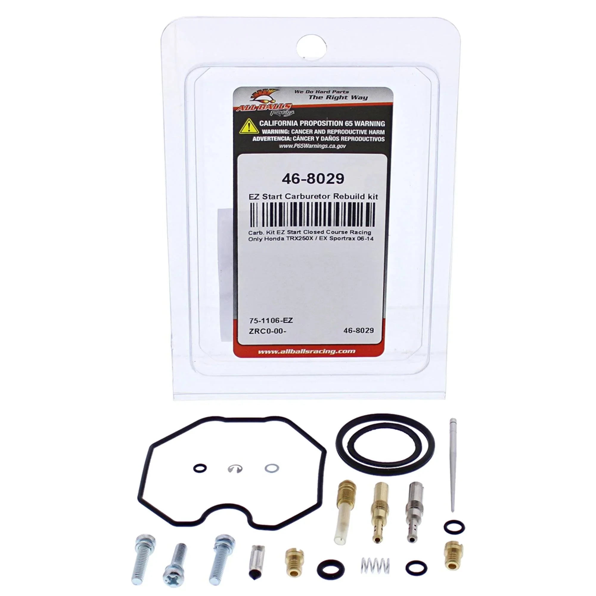 All Balls Racing EZ Start Carburetor Rebuild kit (46-8029) Matching With/Replacement For Honda TRX250X / EX Sportrax 2006 2007 2008 2009 2010 2011 2012 2013 2014