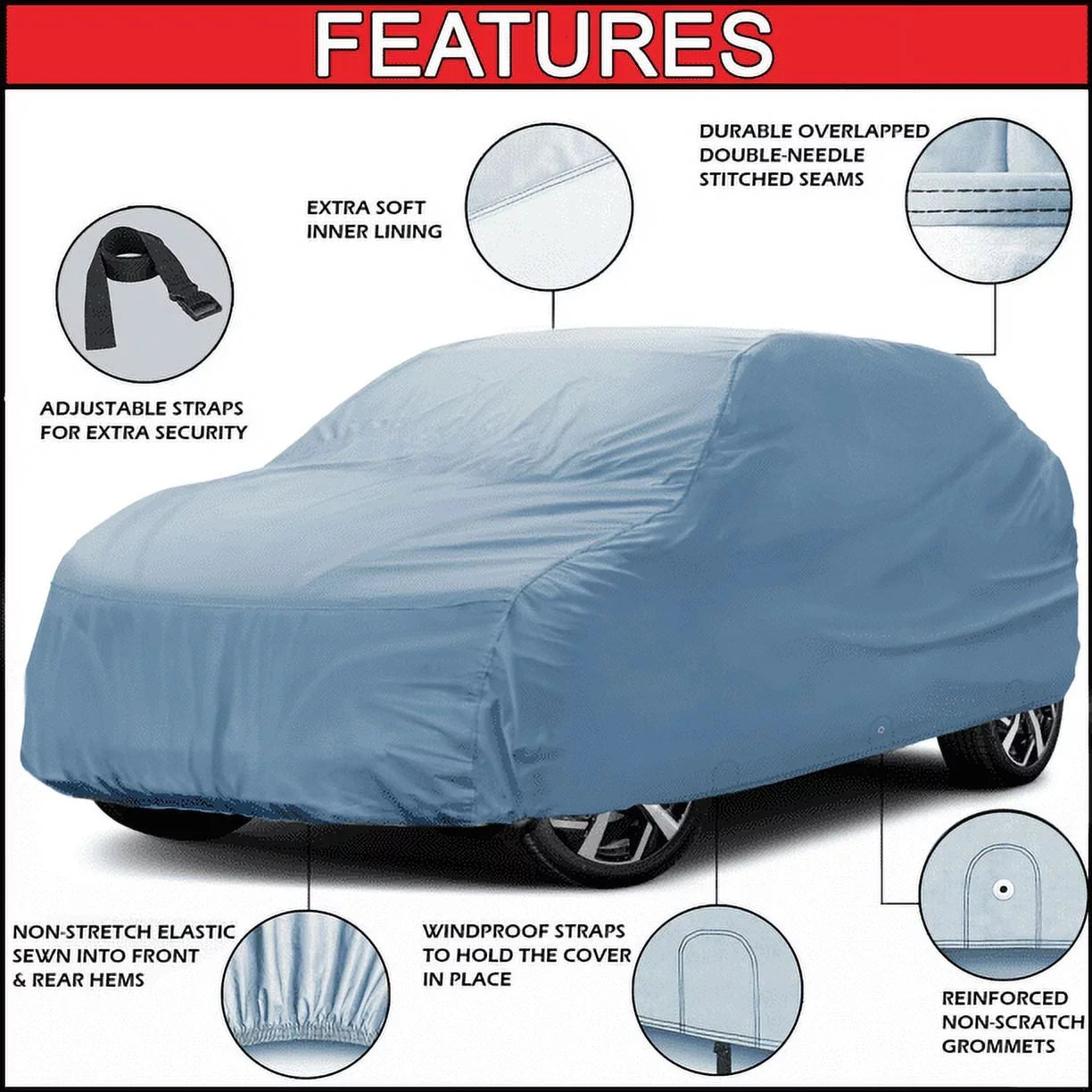 Wrap Fits [Mazda CX-7] 2007 2008 2009 2010 2011 2012 2013 2014 2015 2016 2017 2018 For Automobiles Waterproof Full Exterior Snow Indoor Outdoor Protection Heavy Duty Custom Vehicle SUV Car Wrap