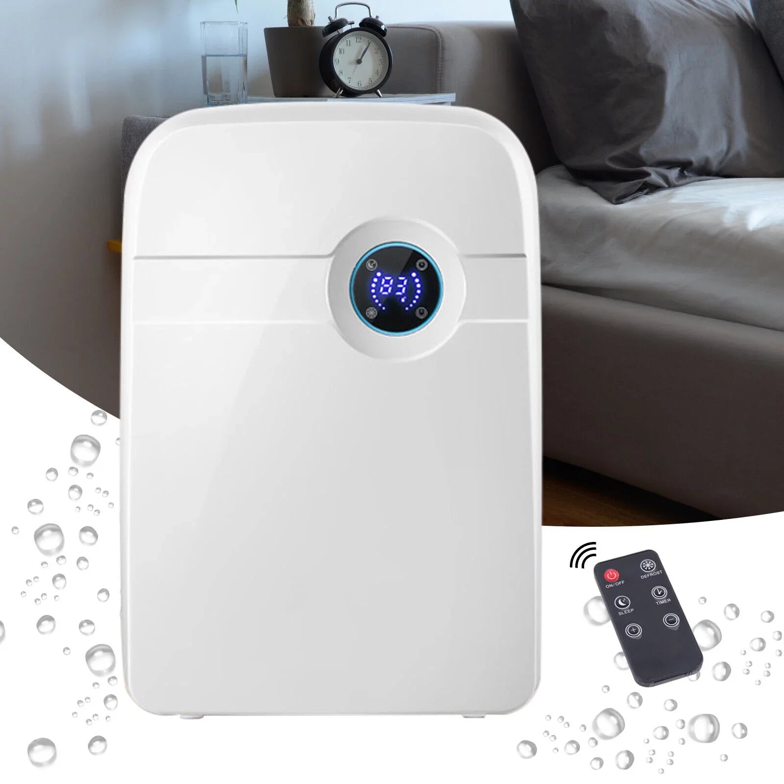 ZhdnBhnos Portable MIni Compact Dehumidifier Moisture Dryer w/ Drain Hose 2.5L Water Tank for Bedroom Caravan RV Garage