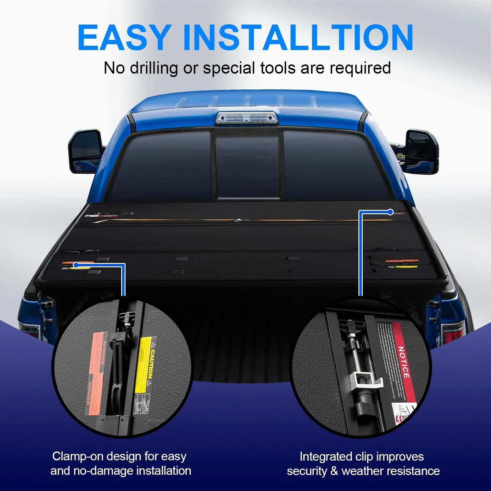 6.4Ft Hard Tri-Fold Truck Bed Tonneau Protection Matching with 2002-2023 Dodge Ram 1500, 2003-2023 Dodge Ram 2500HD/3500HD