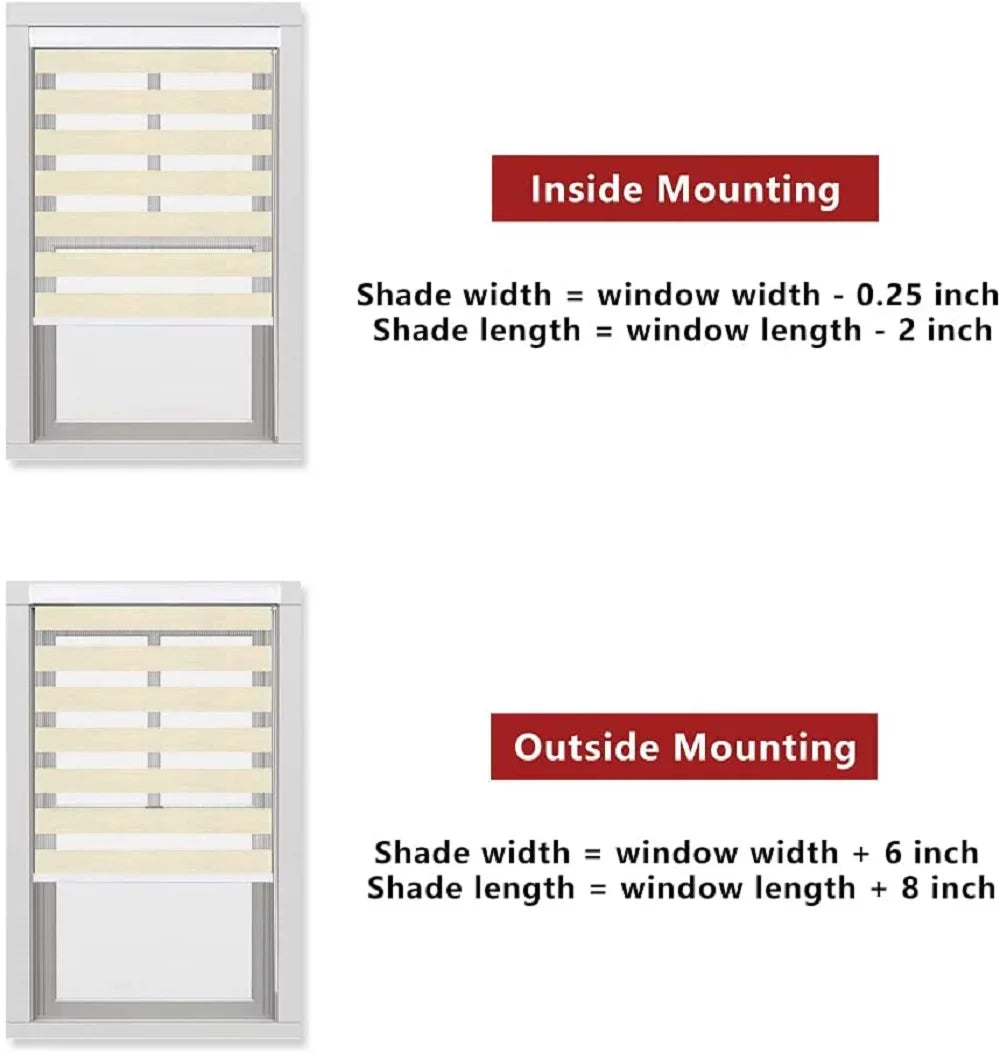LUCKUP Zebra Blinds for Windows, Dual Layer Roller Sheer Shades Blinds for Day and Night, Light Control Window Treatments Shades with Valance Protection 29" W x 72" L, Striped Beige