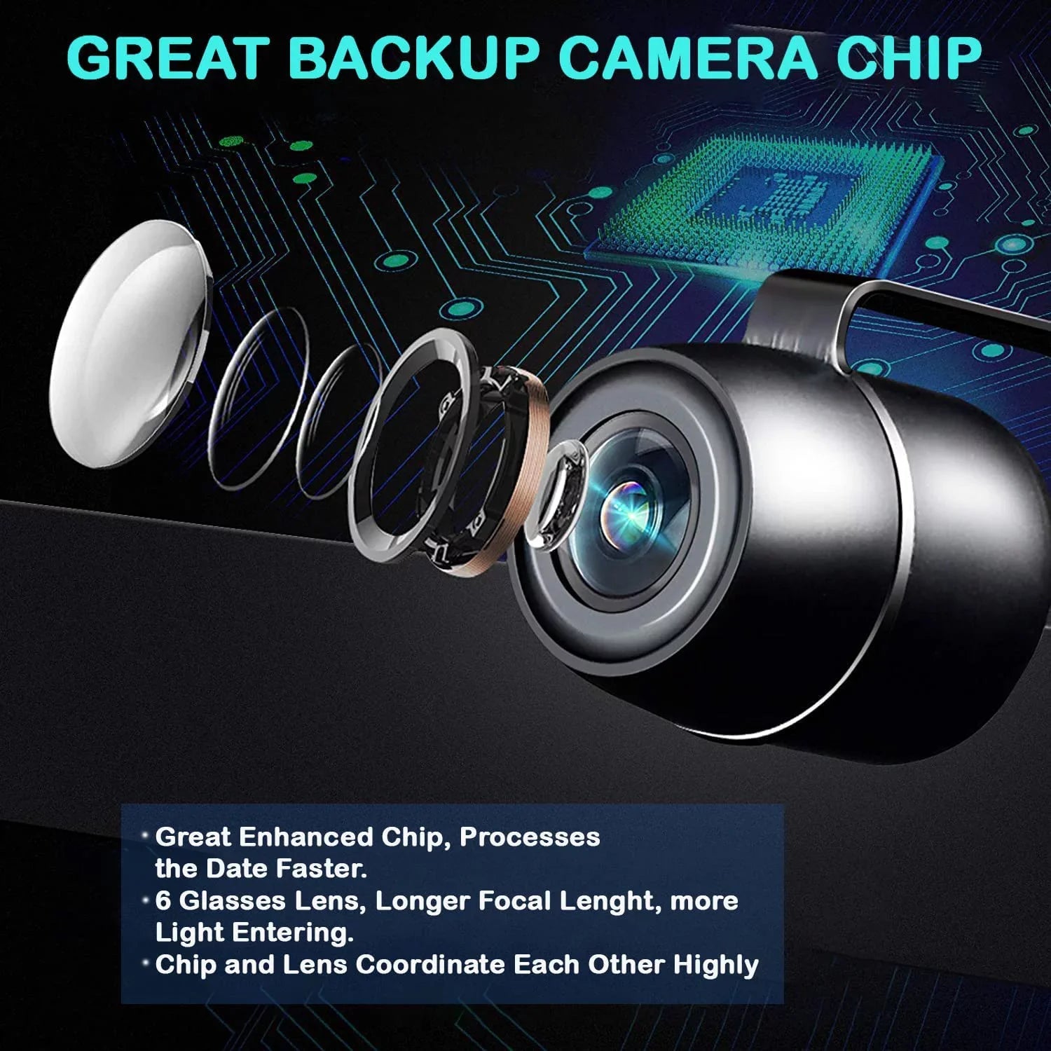 CAM123 Backup Camera Frame License Plate HD Night Vision Rear View 170° Angle Waterproof Matching with Jensen Car Radio CAR110W CAR710 CAR710X CAR8000 CAR910W CAR910X CDR7011 CM901MIR CMR2720