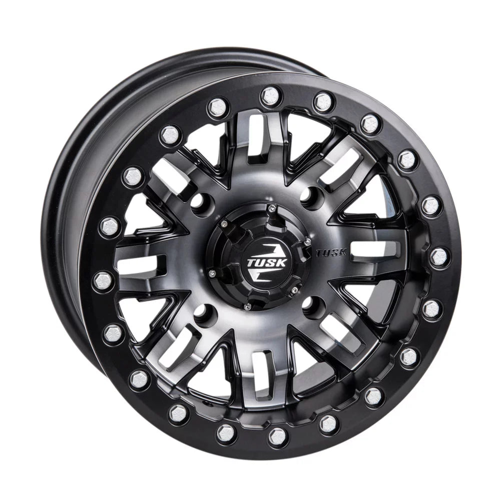 4/156 Tusk Teton Beadlock Wheel 15x7 5.0 + 2.0 Gun Metal/Black For YAMAHA Wolverine RMAX 2 1000 R-Spec 2022