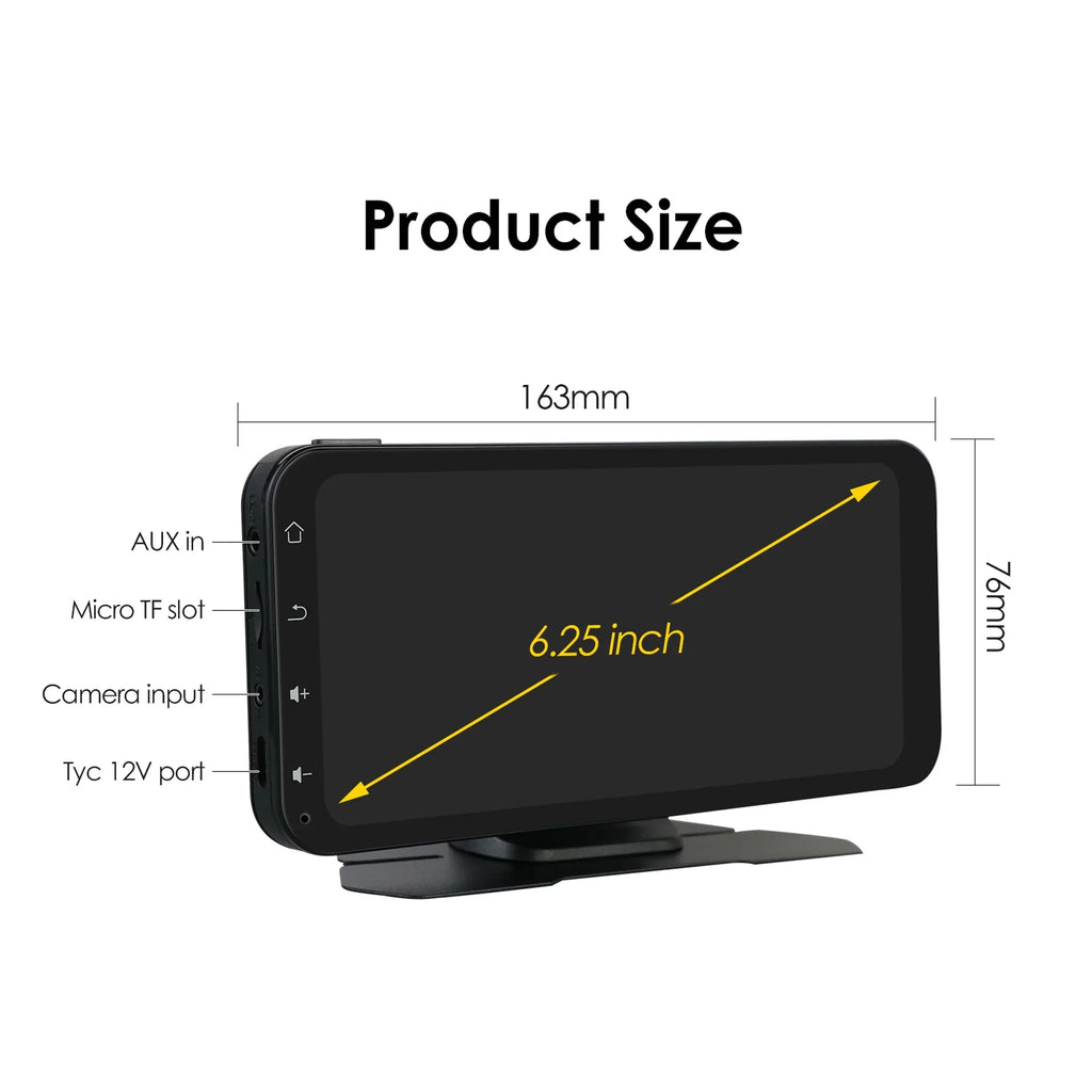 Hizpo GPS Navigation Bluetooth 6.25 Inch Touchscreen 360° Adjustable FM Car Radio Stereo Head Unit Receiver With Apple Carplay Android Auto And Backup Camera
