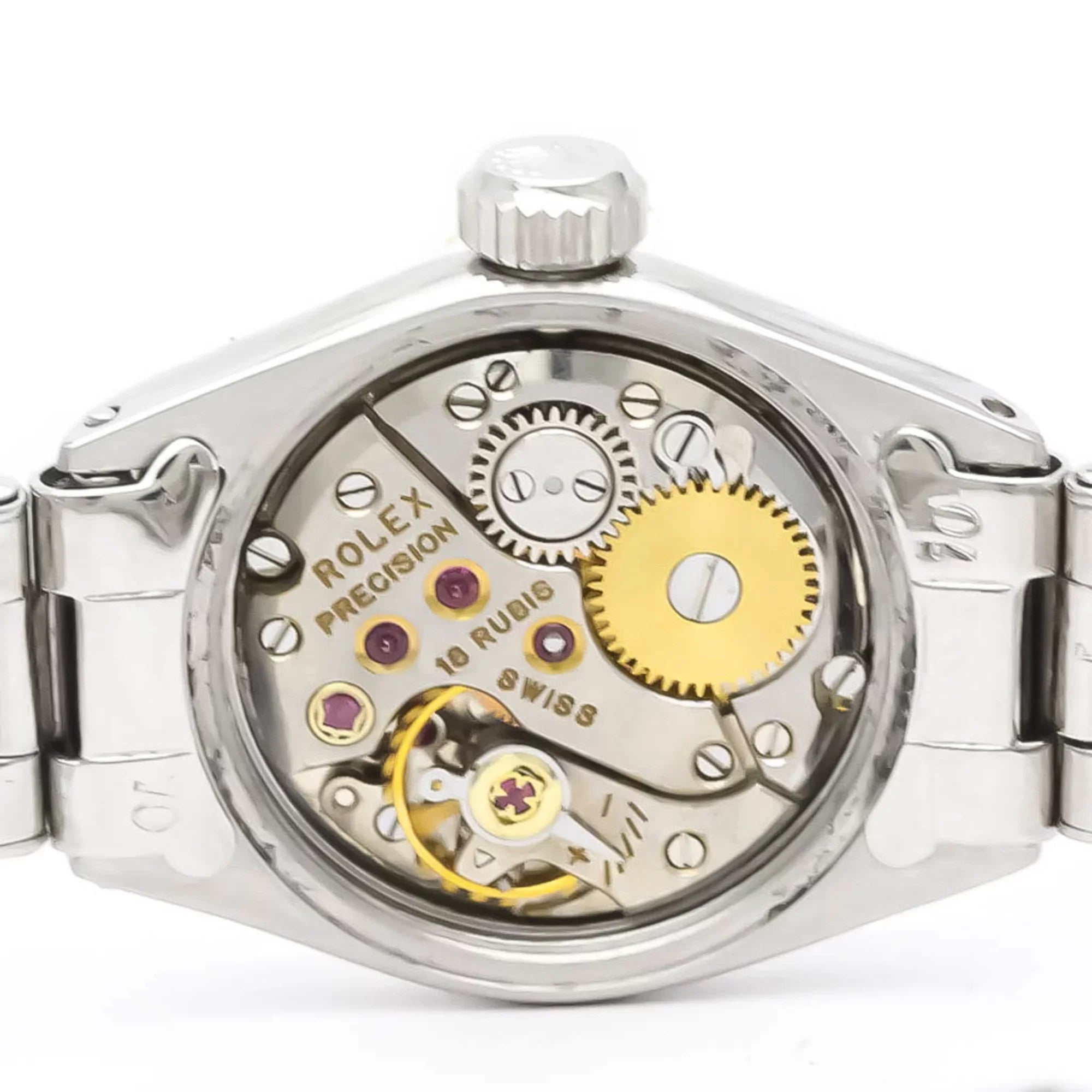 Authenticated Used Vintage ROLEX Precision White Gold Steel Hand-Winding Mens Watch 6525 BF551892