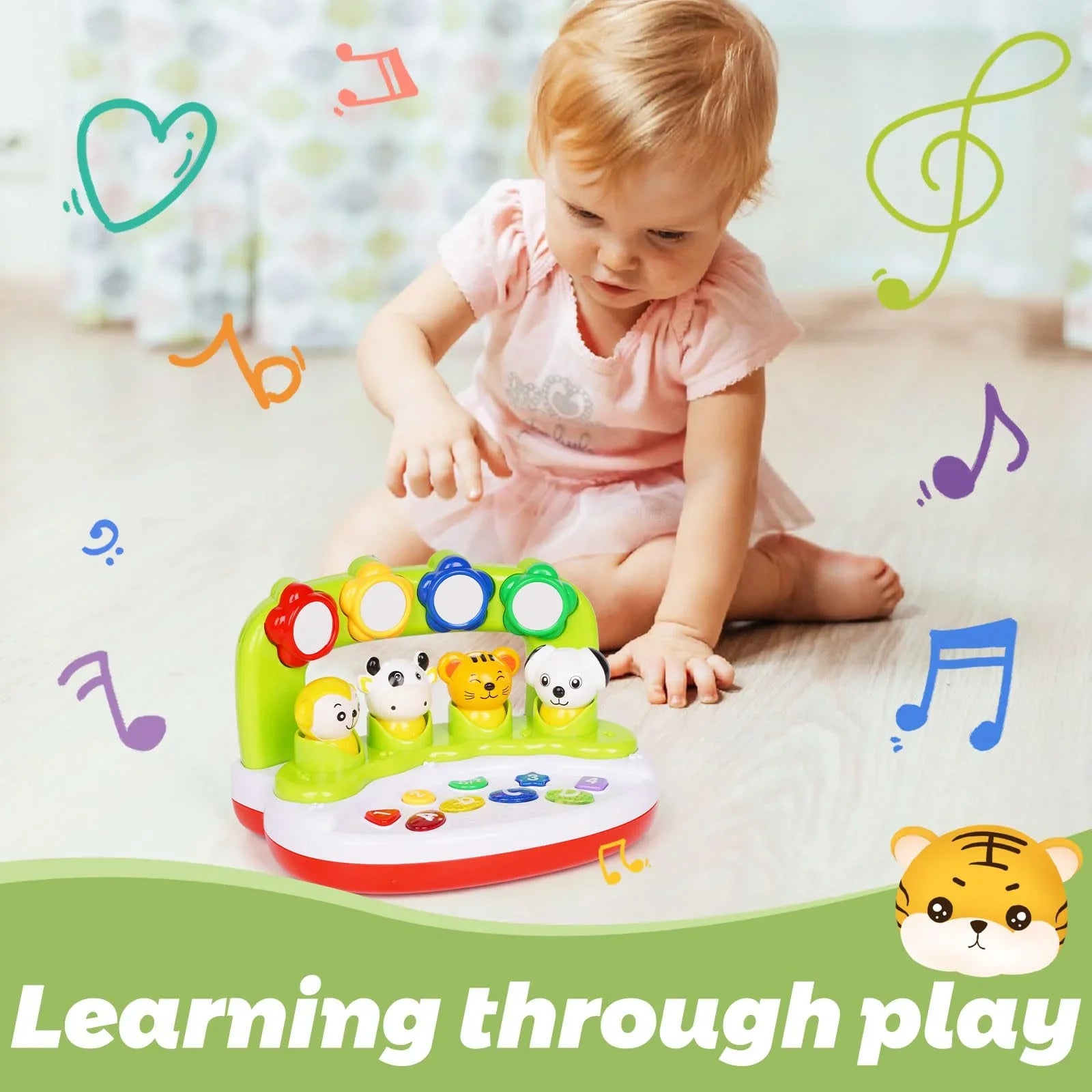 Baby Toys 6 to 12 Months, Interactive Animal Toys with Music & Light, Learning Infant Toys 12-18 Months,Activity Center Sensory Toy Educational Toy