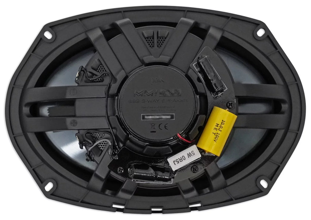 (2) Polk Audio MM692 6x9” 900w 3-Way Car Audio/Marine Speakers+2-Ch Amp+Wire Kit