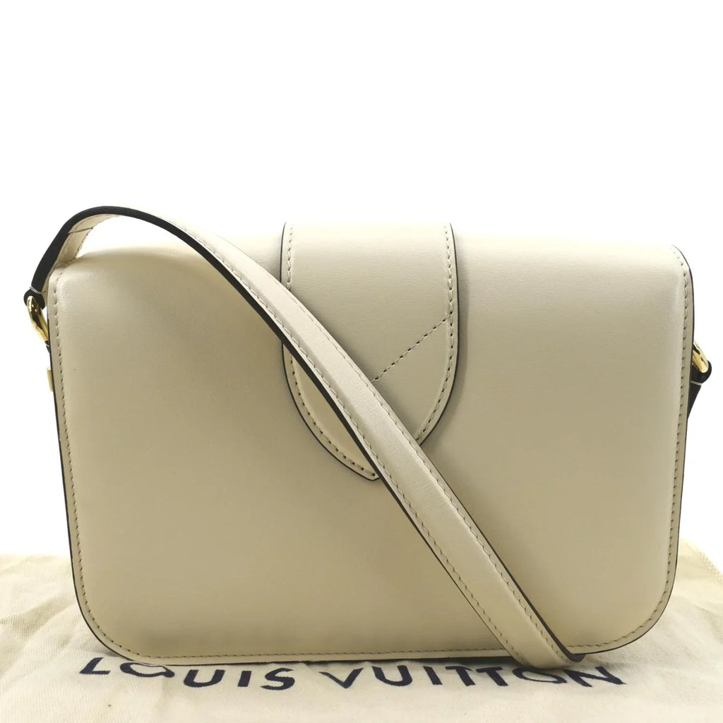 Pre-owned LOUIS VUITTON Pont 9 Calfskin Leather Shoulder Bag Creme