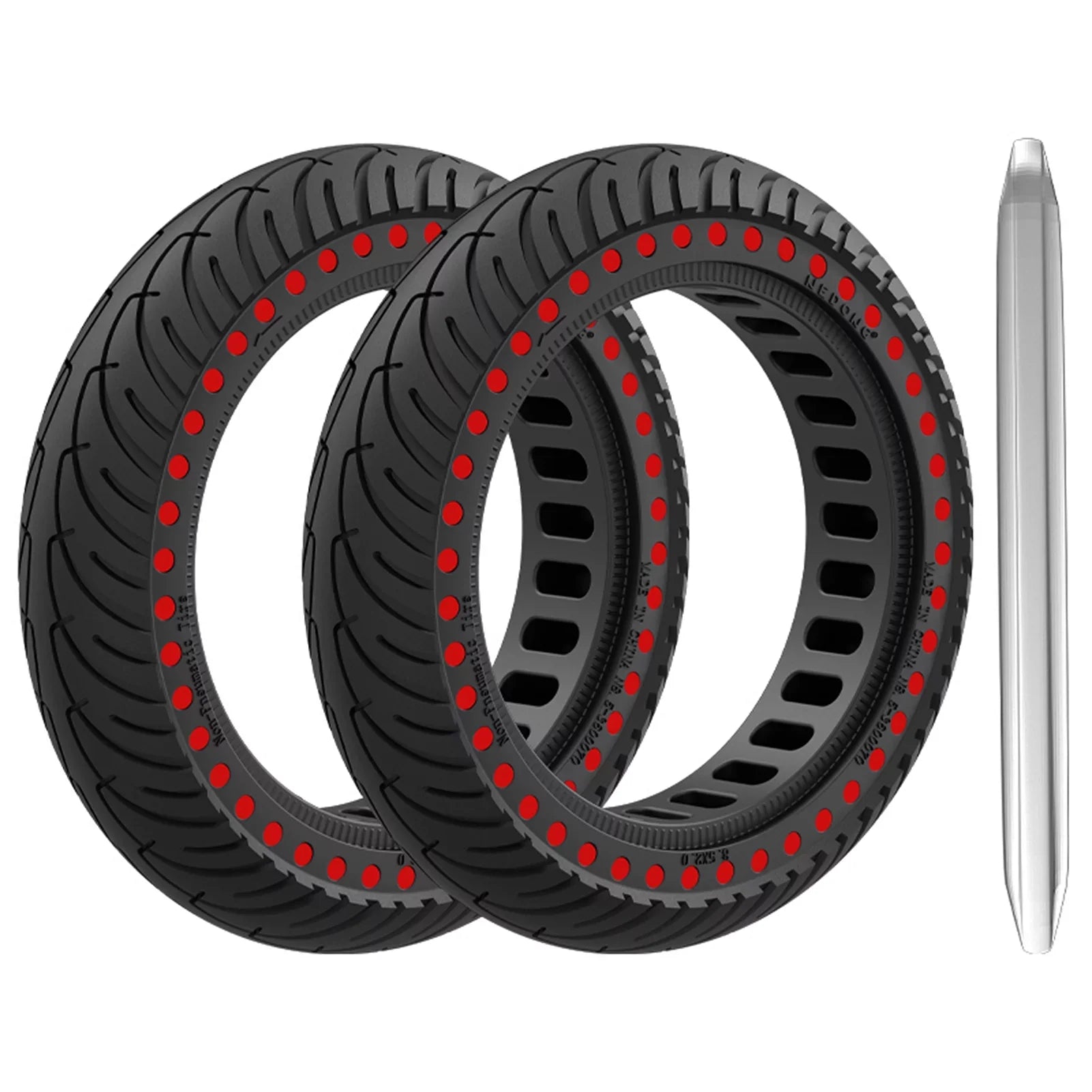 Tomshoo M365 E Tyre 2pcs 8.5 Inch Solid Rubber Tire Set with Mounting Tool for Puncture proof Riding