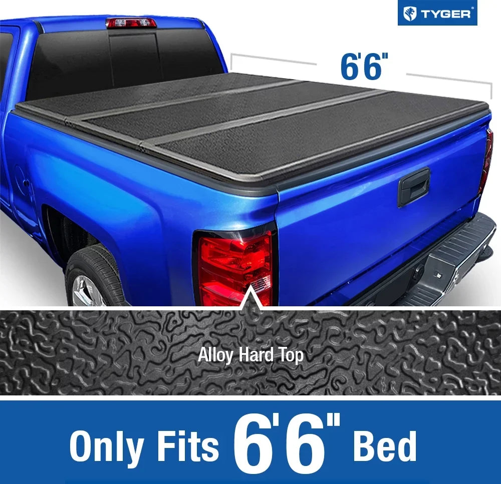 Tyger Auto T5 Alloy Hardtop Truck Bed Tonneau Protection Matching with 2014-2018 Chevy Silverado / GMC Sierra 1500; 2015-2019 2500 HD 3500 HD; 2019 LD/Limited | 6'6" Bed | TG-BC5C3007 | Aluminum